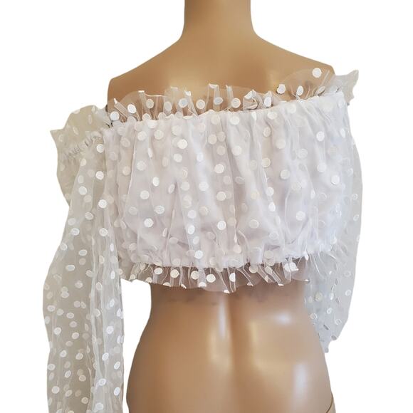 Majorelle Sheer White Crop Top (M) - Picture 6 of 8